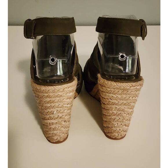 Tory Burch Bailey Suede Espadrille Platform Sandal Olive Green Size 7.5 - Picture 4 of 11